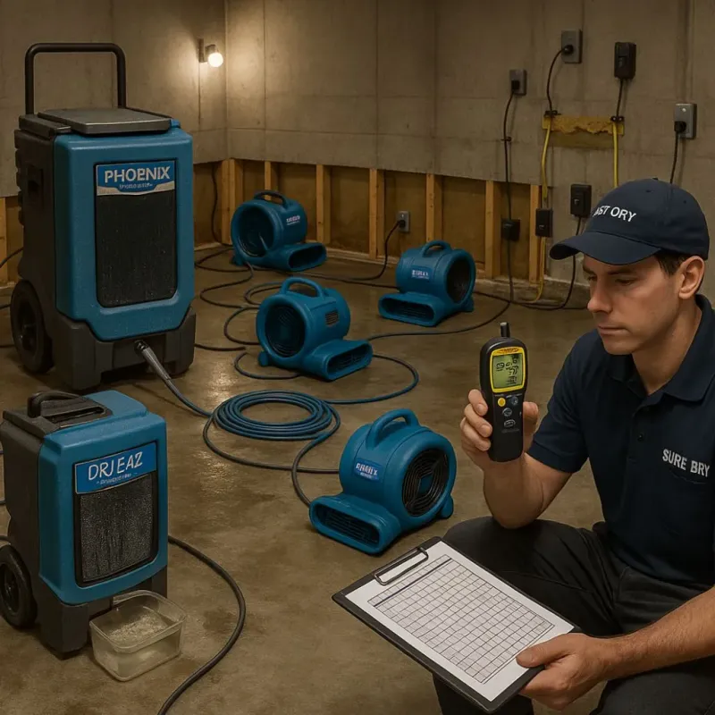 Structural Drying and Dehumidification process in Peoria Heights, IL